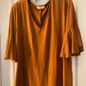 Zenana Size 1x Burnt Orange Tunic Top with Flutter Sleeve